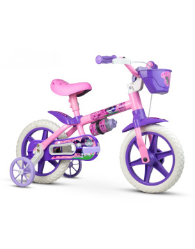 Bicicleta Nathor Aro 12 Cat Pu Feminina Lilás/Rosa 